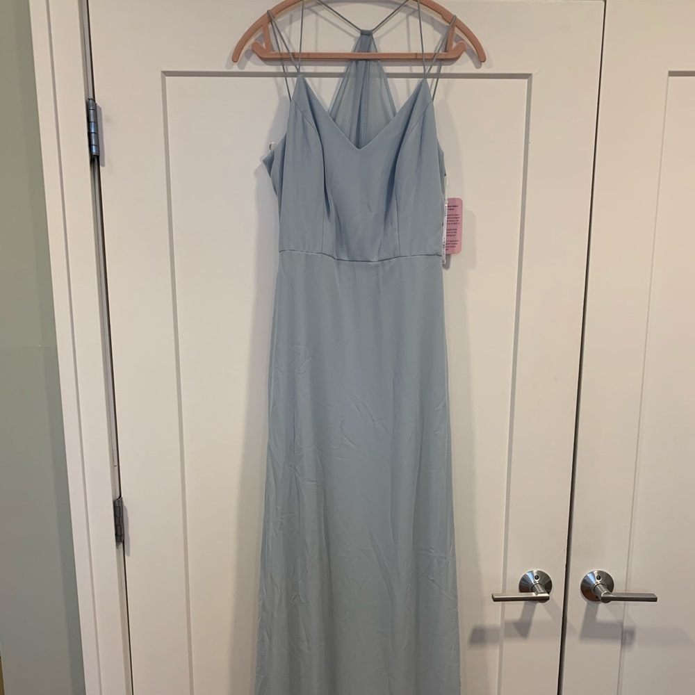 Dessy Draped Back Chiffon Maxi Dress - Mist